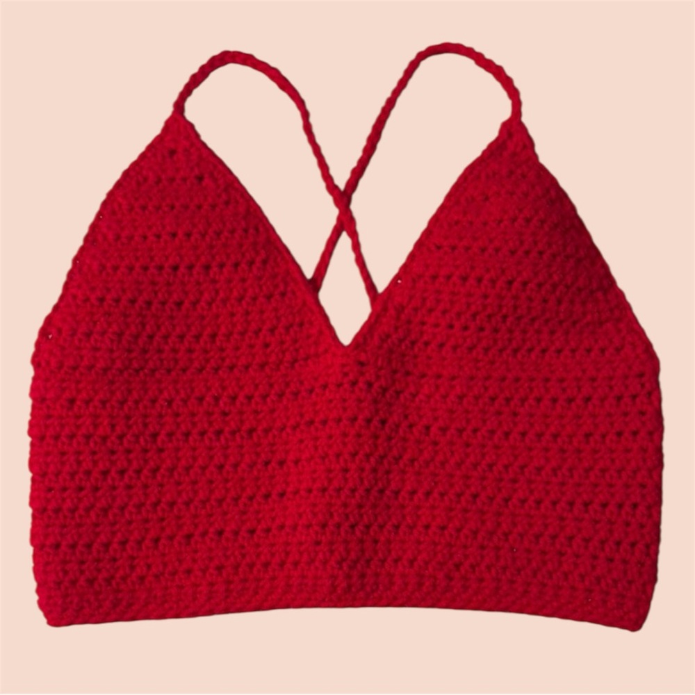 Red Handmade Crochet Crop Top